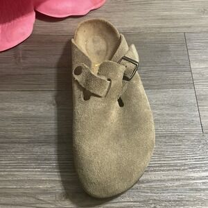 Birkenstock 39 (Sz 8) LEFT SHOE ONLY Boston Taupe Suede Buckle Comfort Mule